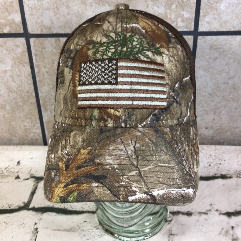US Flag Hat Mens‎ Camo Camouflage Snapback One Size Fits All Ball Cap